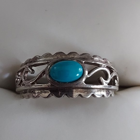 Sterling Turquoise Ring Signed BY - Picture 1 of 5